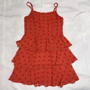 Trixxi Swiss dot‎ dress spaghetti strap medium dark orange